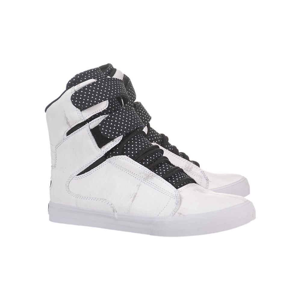 Baskets Montantes Supra Society Blanche Noir White/Black-White Homme | WUQ-49726809